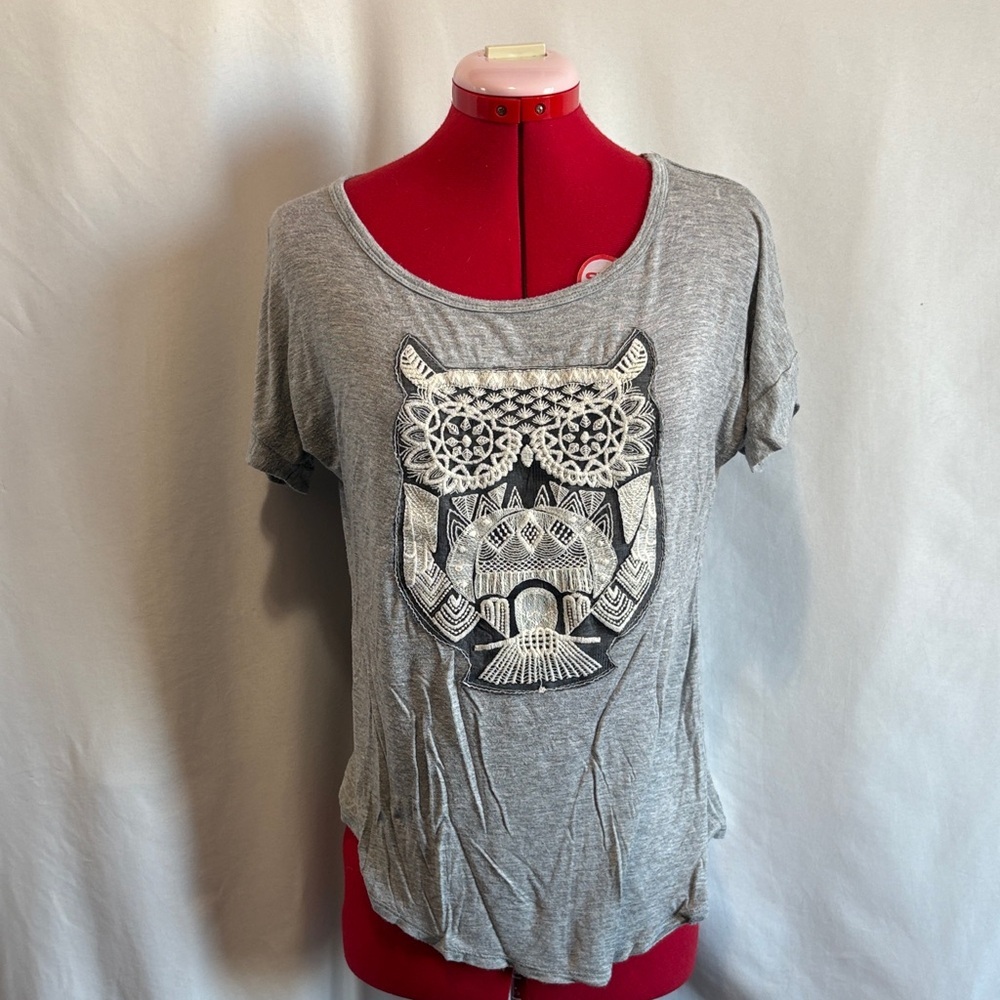 Scarlett Gray Owl Print Women's Tee MM201